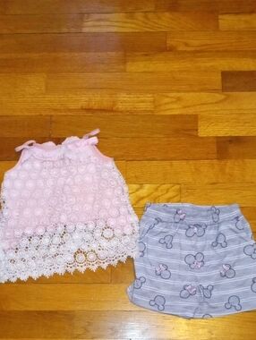 girl 3t crochet tank with minnie mouse shorts